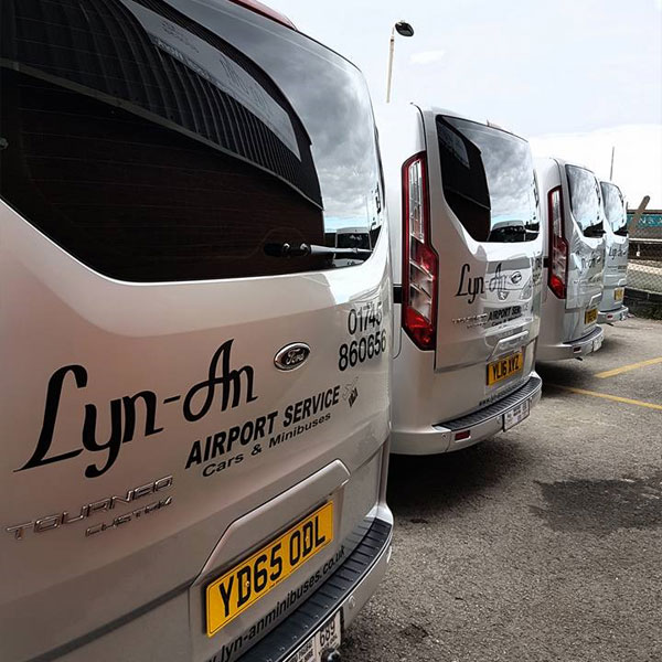 Minibuses outside school in North Wales